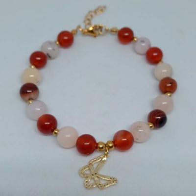 Pulsera roja cafe con mariposa