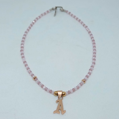 Collar perlas niñas con letra